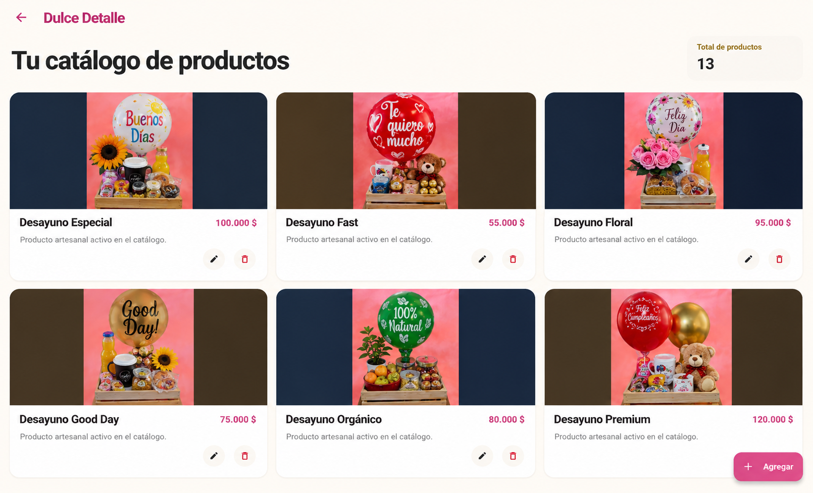 Catálogo de productos