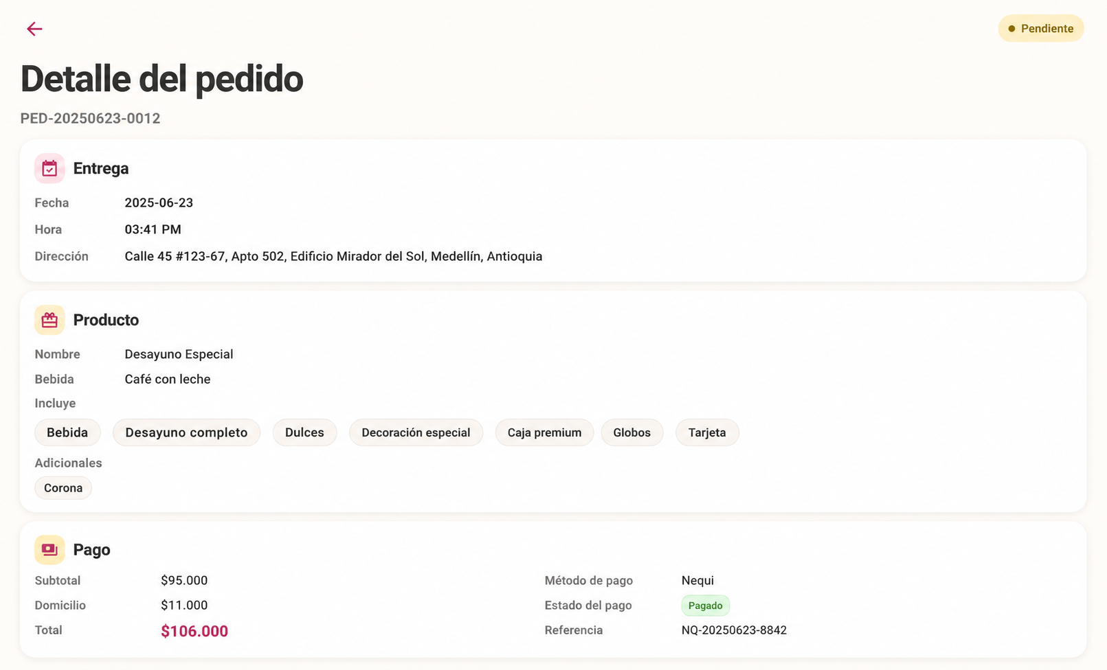 Detalle de pedido