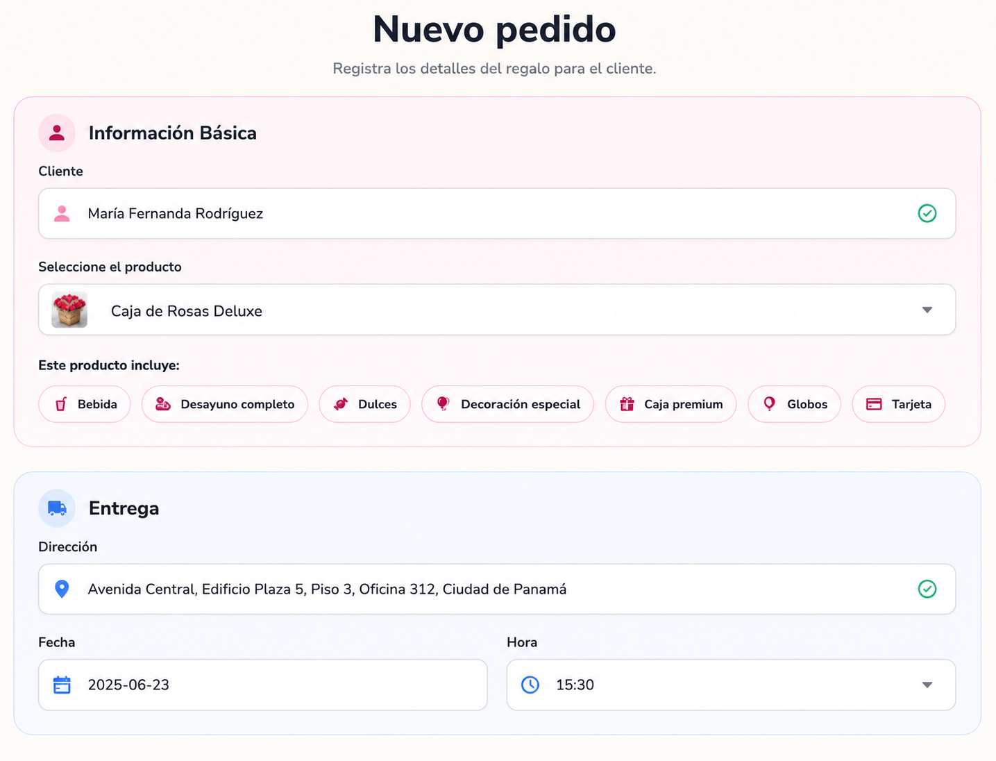 Nuevo pedido