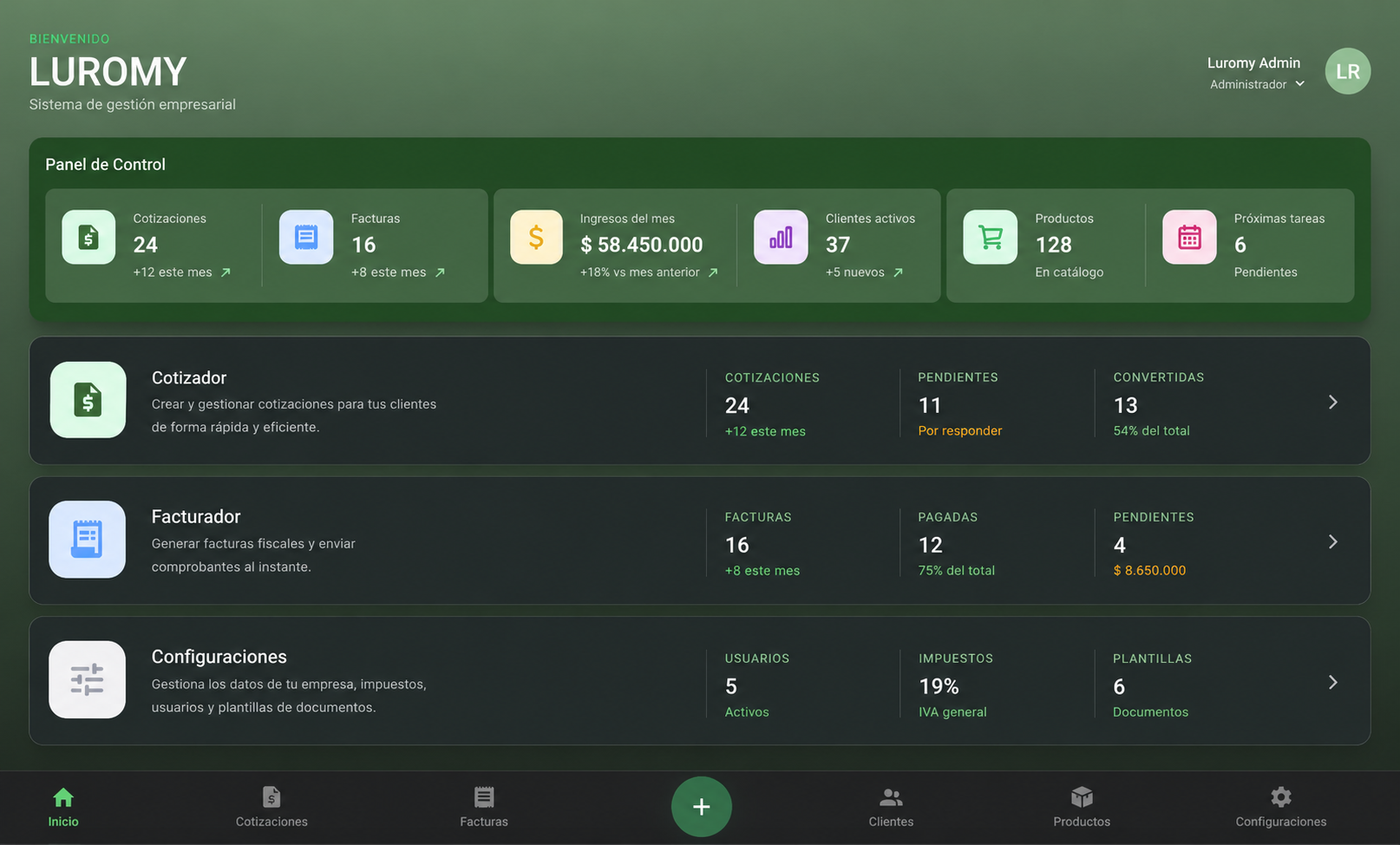 Dashboard principal